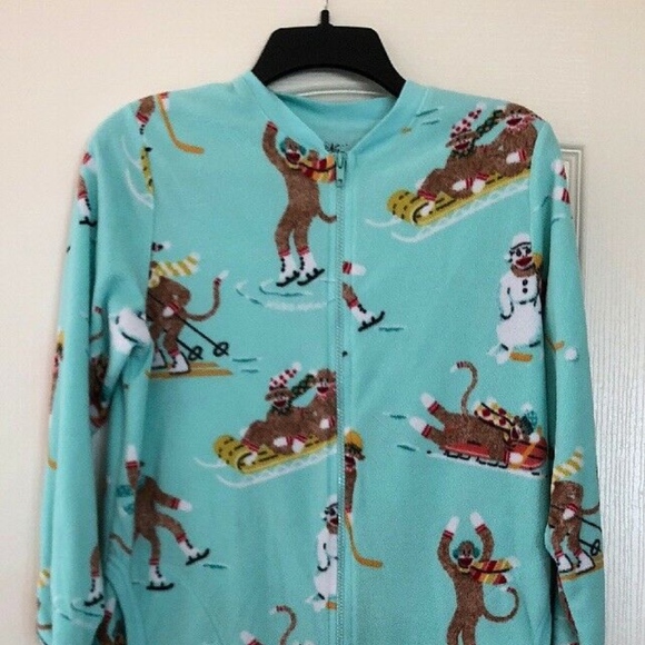 Nick & Nora Other - Nick & Nora Sock Monkey Pajamas Fleece PJs Small